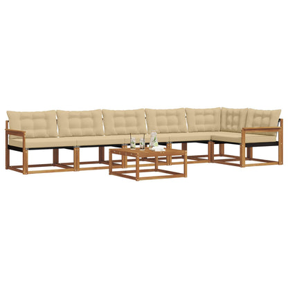Set di divani da esterno con cuscino 7 pcs Naturale e Beige | homemem39