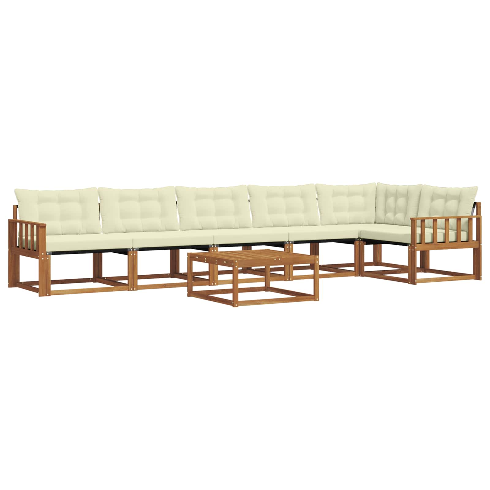 Set di divani da esterno con cuscino 7 pcs Naturale e Crema | homemem39