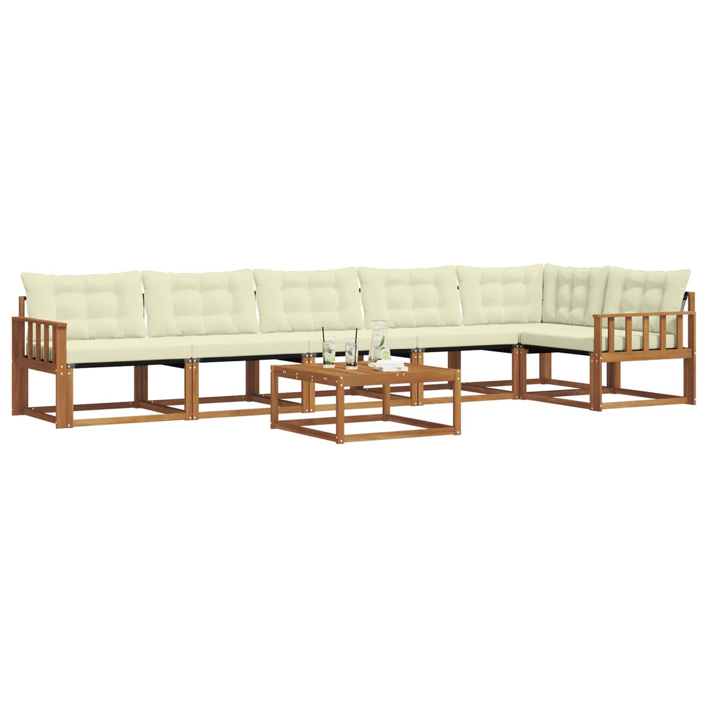 Set di divani da esterno con cuscino 7 pcs Naturale e Crema