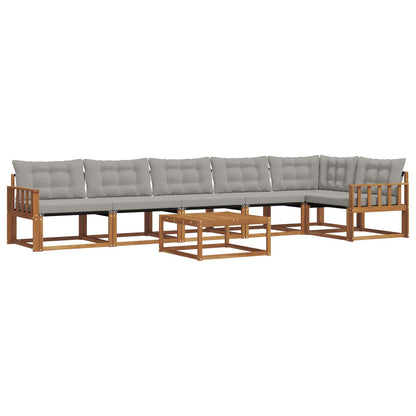 Set di divani da esterno 7 pcs Grigio Naturale e Chiaro | homemem39