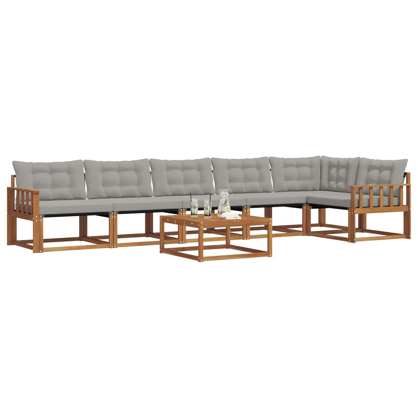 Set di divani da esterno 7 pcs Grigio Naturale e Chiaro | homemem39