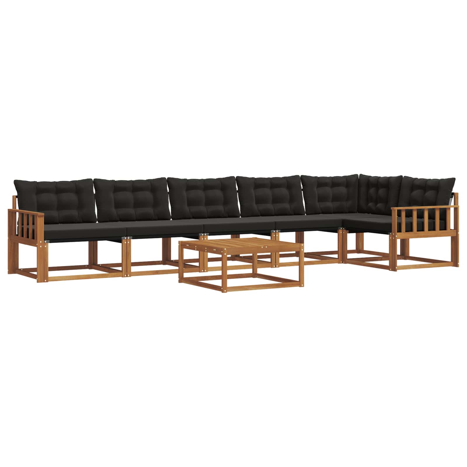 Set di divani da esterno con cuscino 7 pcs Naturale e Nero | homemem39