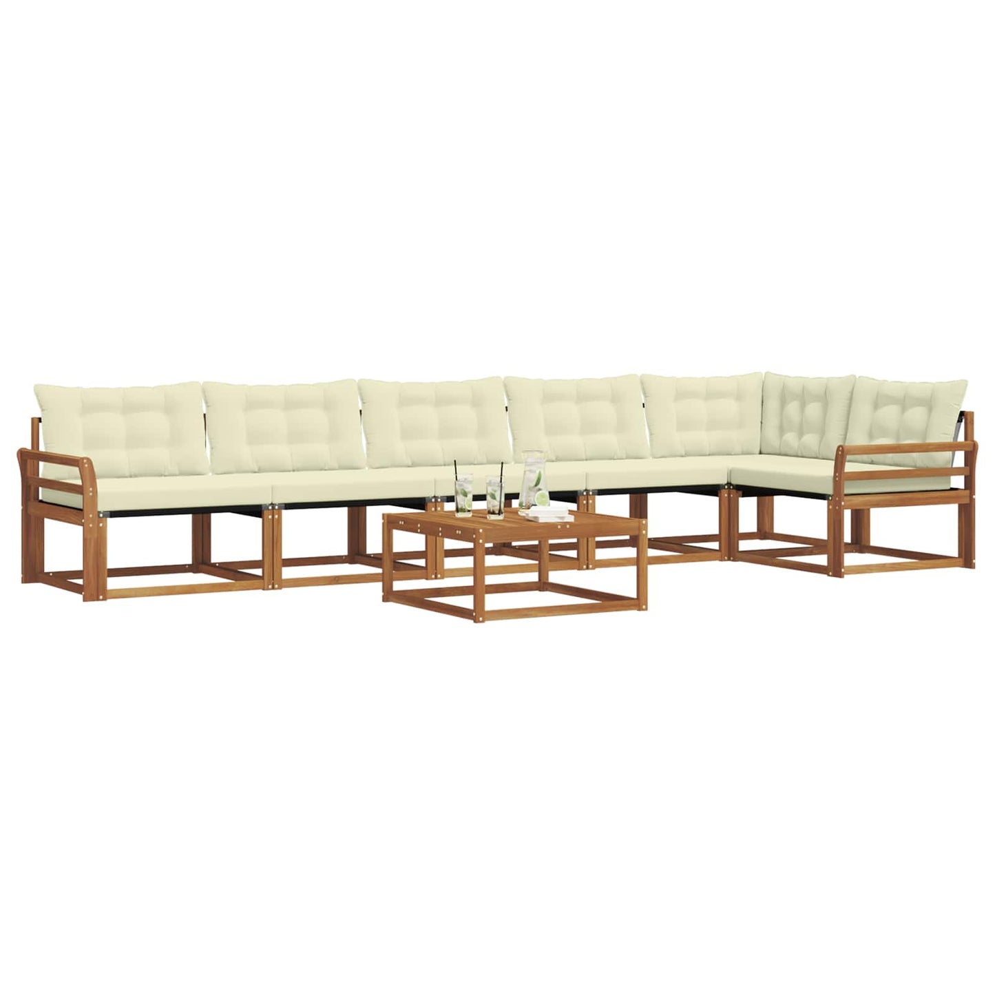 Set di divani da esterno con cuscino 7 pcs Naturale e Crema | homemem39