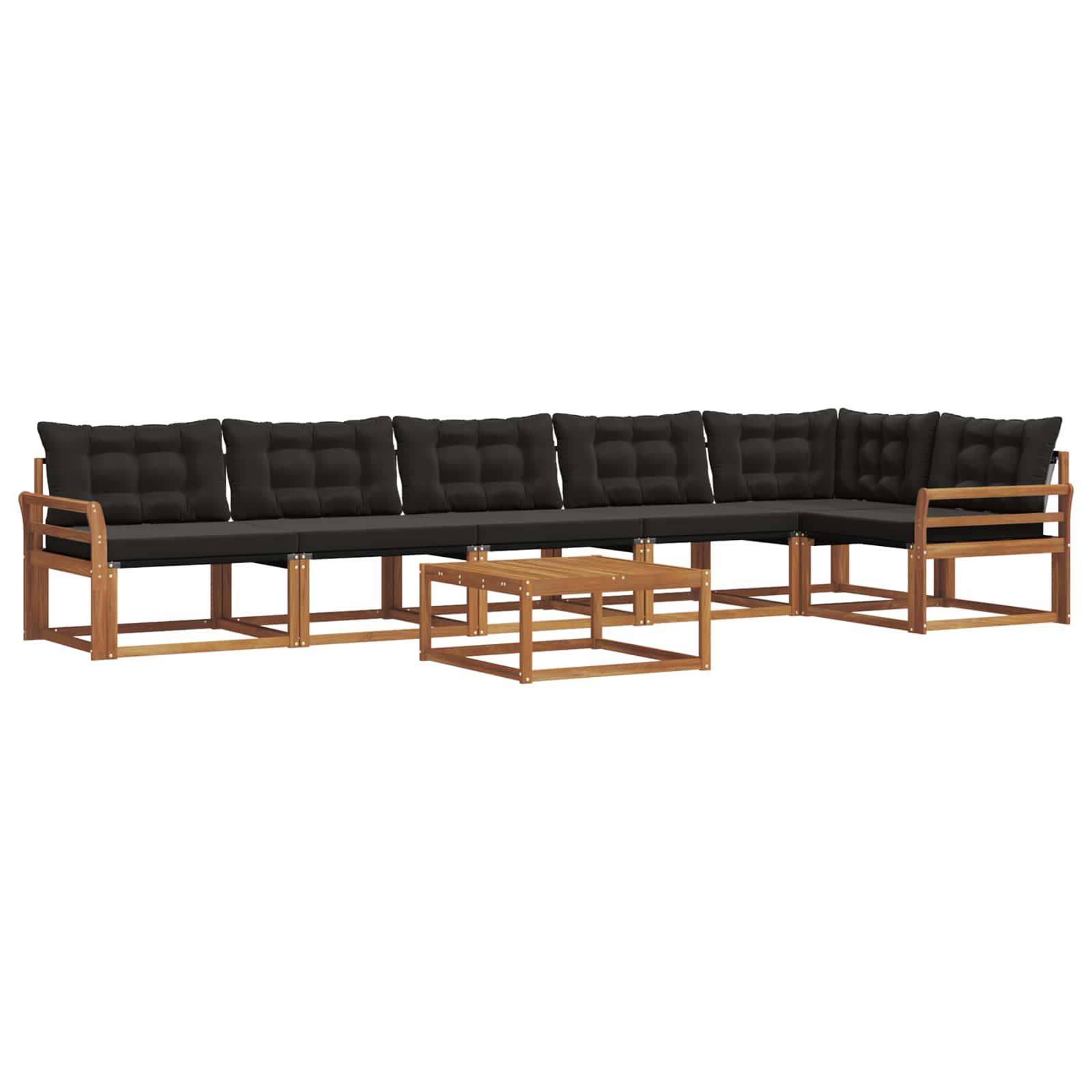 Set di divani da esterno con cuscino 7 pcs Naturale e Nero | homemem39