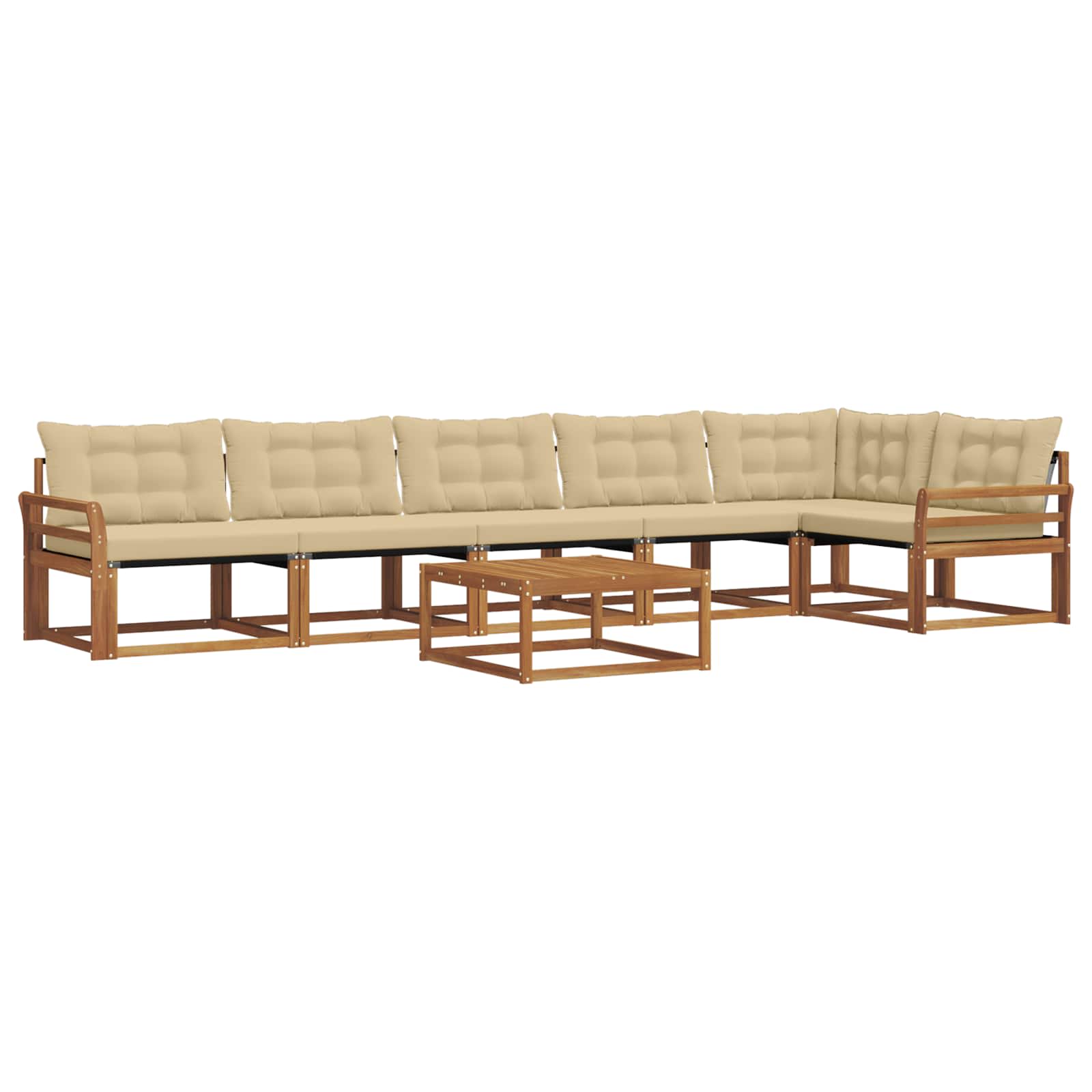 Set di divani da esterno con cuscino 7 pcs Naturale e Beige | homemem39