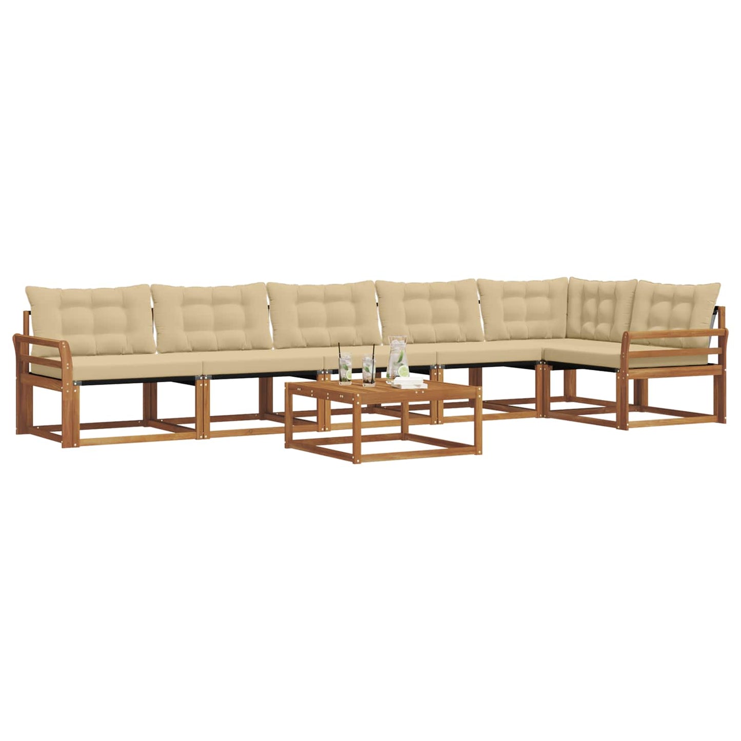 Set di divani da esterno con cuscino 7 pcs Naturale e Beige | homemem39