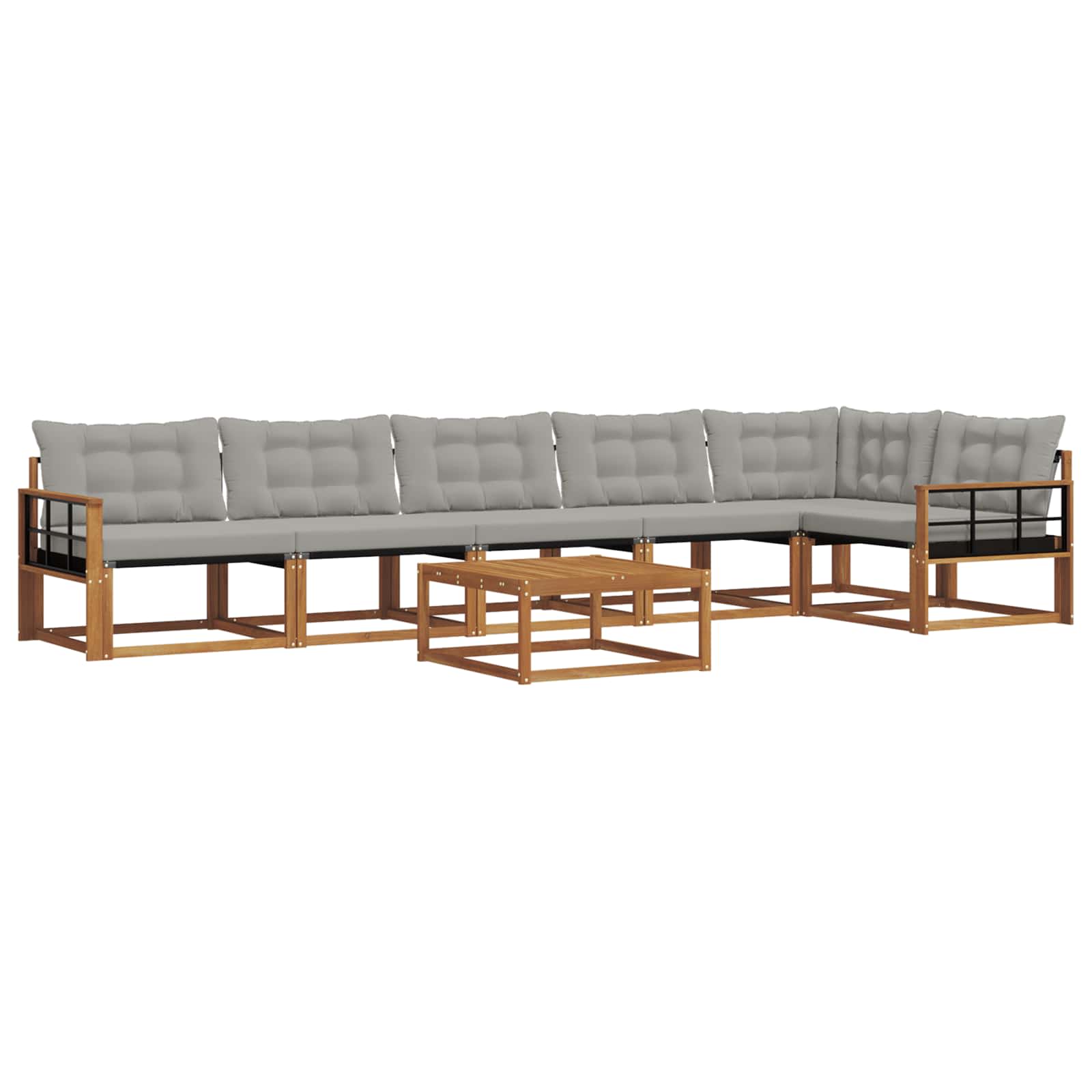 Set di divani da esterno 7 pcs Grigio Naturale e Chiaro | homemem39