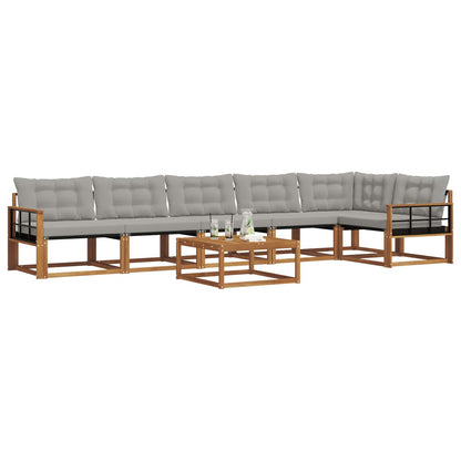 Set di divani da esterno 7 pcs Grigio Naturale e Chiaro