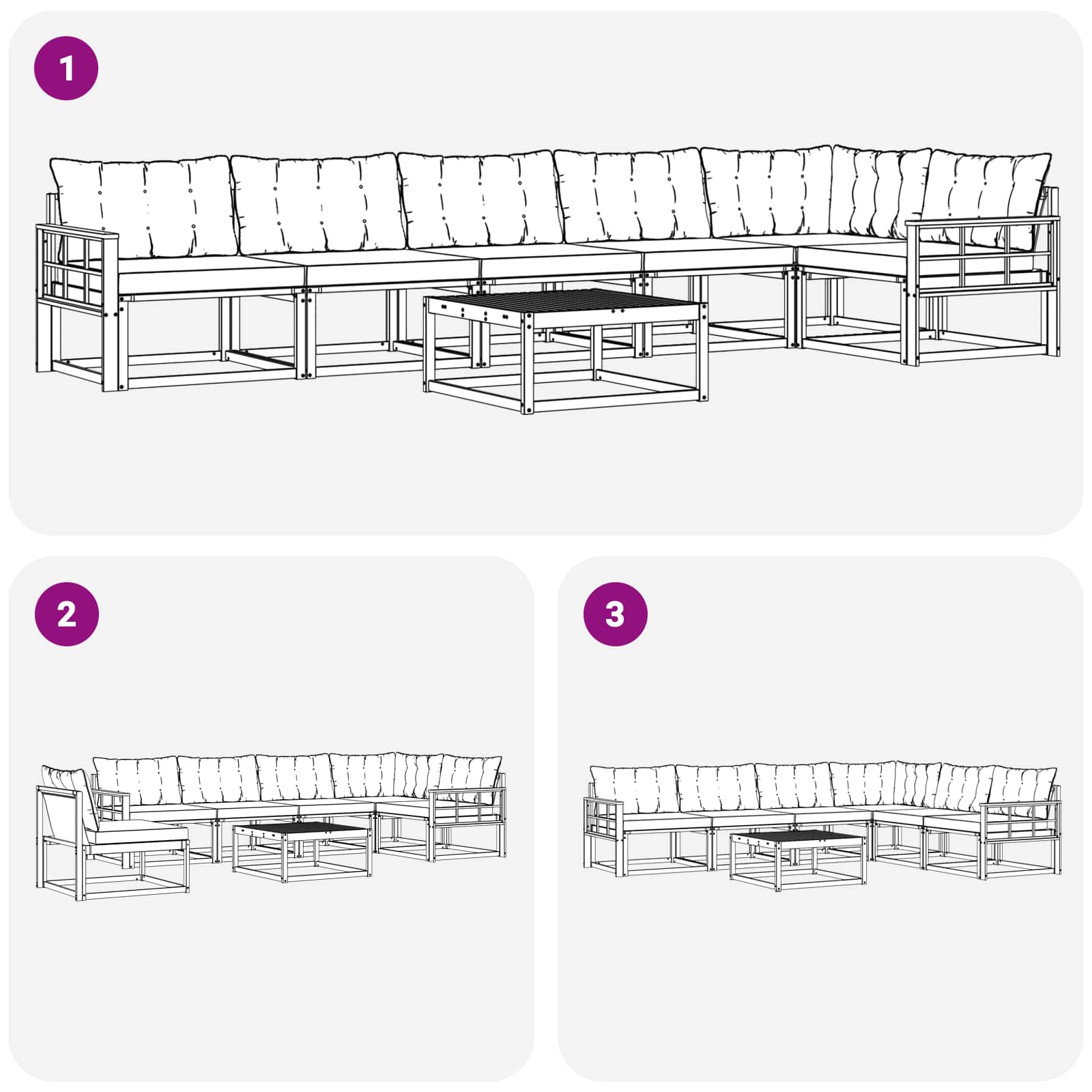 Set di divani da esterno 7 pcs Grigio Naturale e Chiaro | homemem39