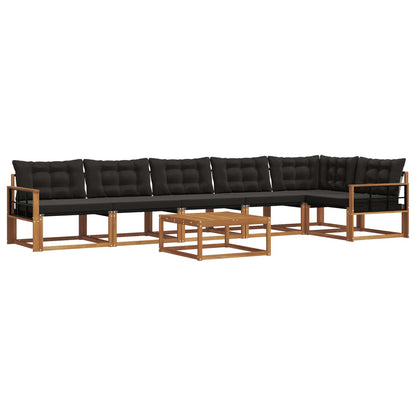 Set di divani da esterno con cuscino 7 pcs Naturale e Nero