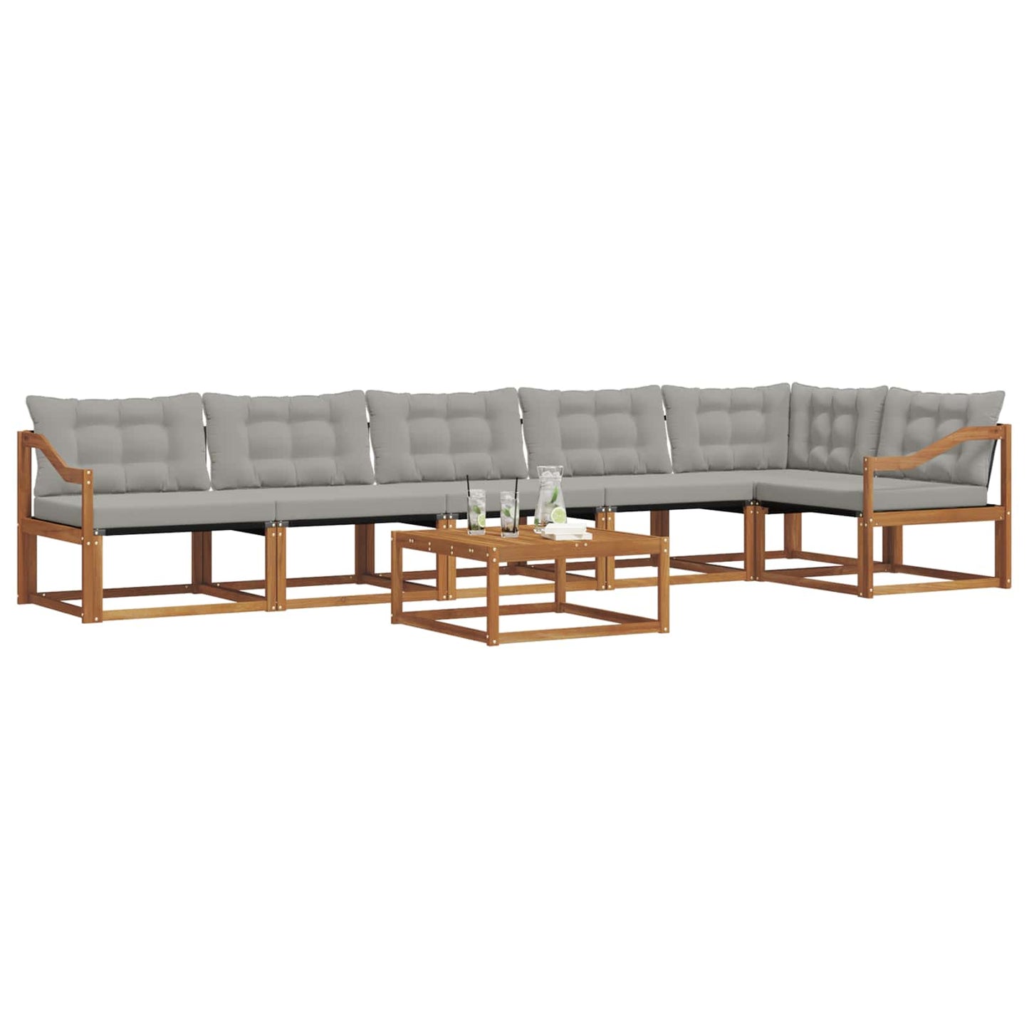Set di divani da esterno 7 pcs Grigio Naturale e Chiaro | homemem39