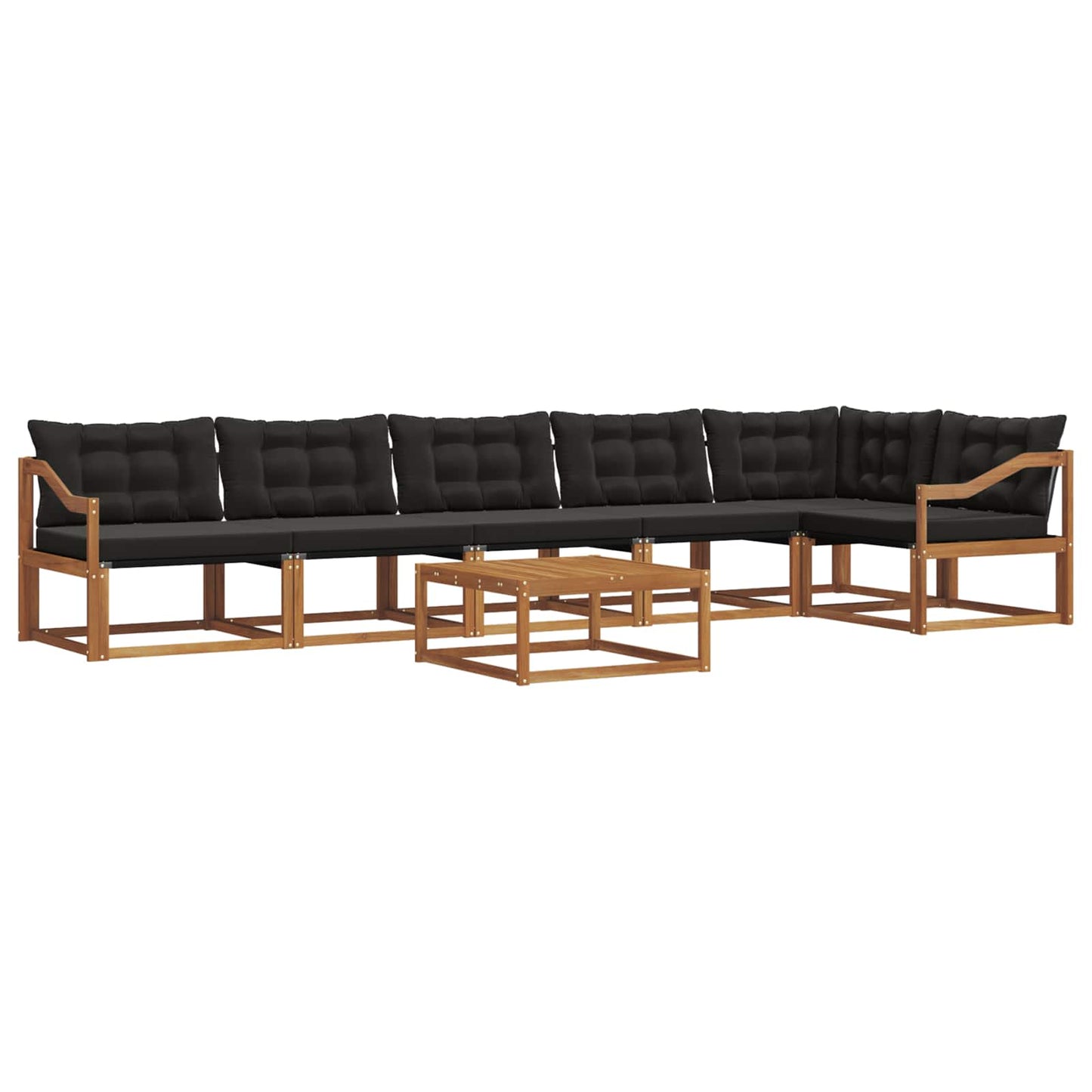 Set di divani da esterno con cuscino 7 pcs Naturale e Nero