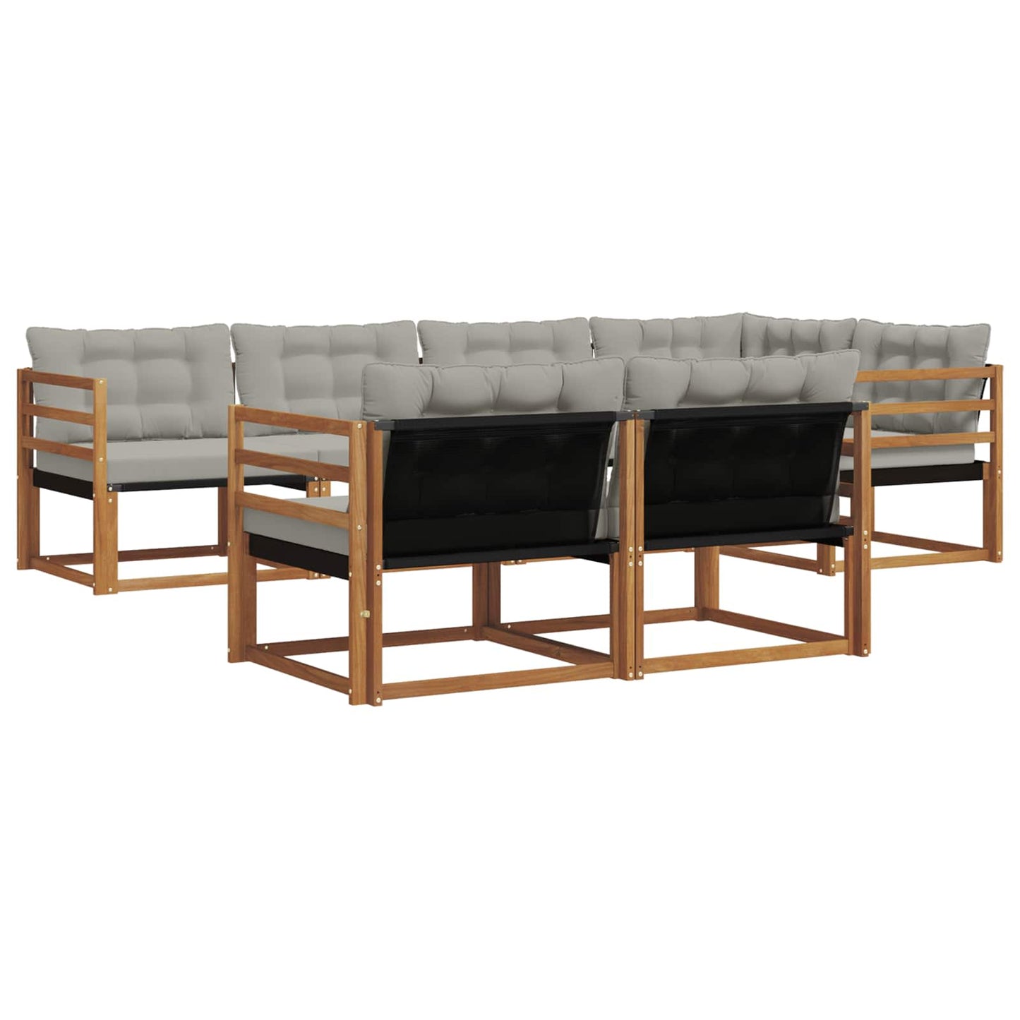 Set di divani da esterno 7 pcs Grigio Naturale e Chiaro | homemem39