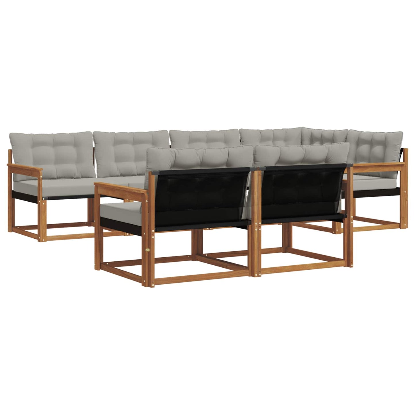 Set di divani da esterno 7 pcs Grigio Naturale e Chiaro
