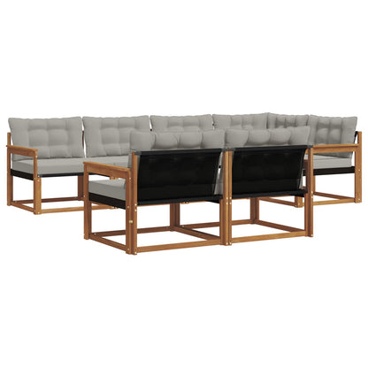 Set di divani da esterno 7 pcs Grigio Naturale e Chiaro