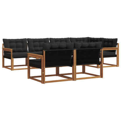Set di divani da esterno con cuscino 7 pcs Naturale e Nero | homemem39