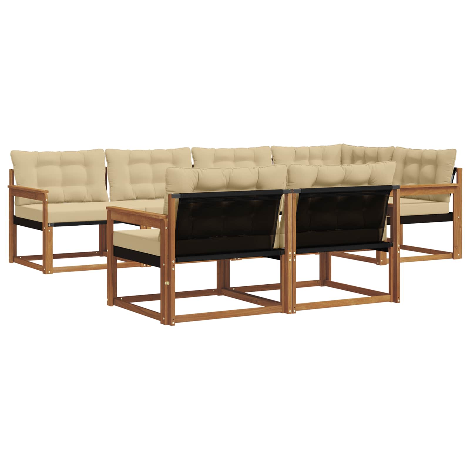 Set di divani da esterno con cuscino 7 pcs Naturale e Beige | homemem39