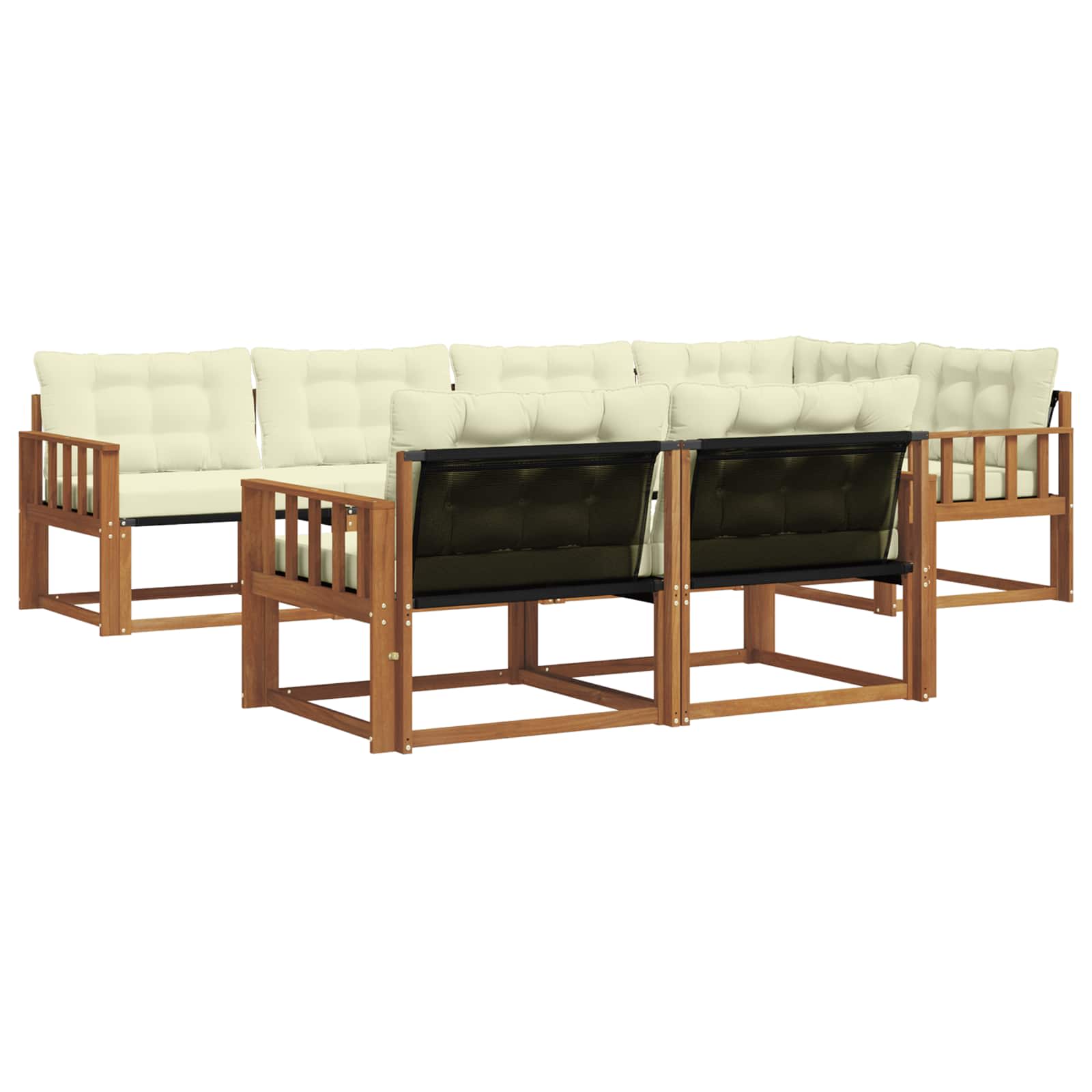 Set di divani da esterno con cuscino 7 pcs Naturale e Crema | homemem39