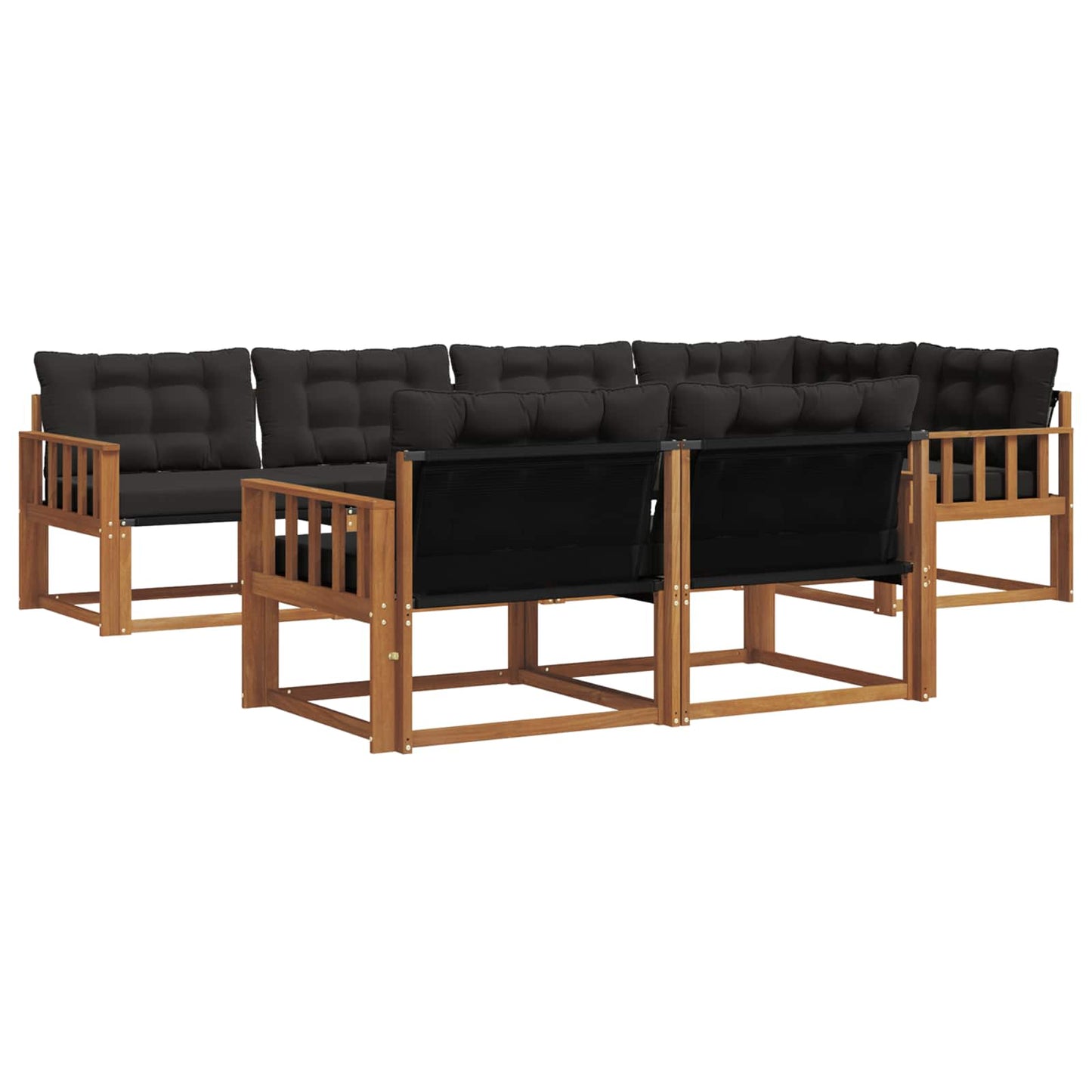 Set di divani da esterno con cuscino 7 pcs Naturale e Nero | homemem39
