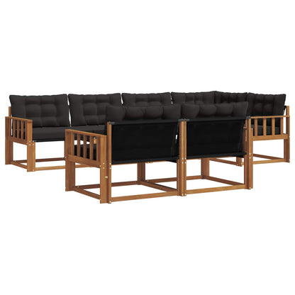 Set di divani da esterno con cuscino 7 pcs Naturale e Nero | homemem39