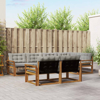 Set di divani da esterno 7 pcs Grigio Naturale e Chiaro