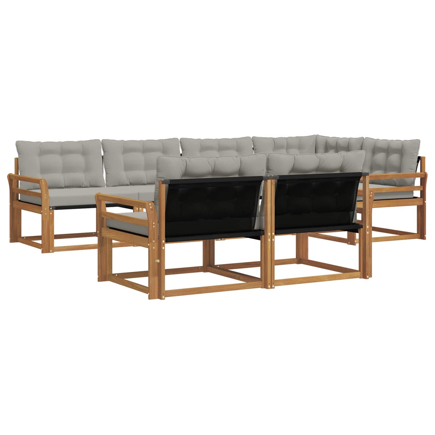 Set di divani da esterno 7 pcs Grigio Naturale e Chiaro | homemem39