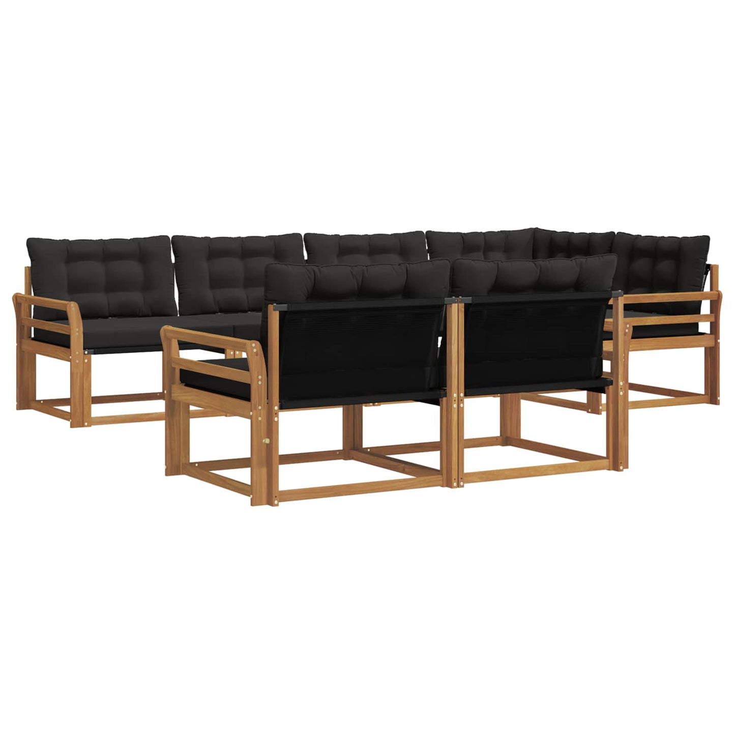Set di divani da esterno con cuscino 7 pcs Naturale e Nero | homemem39