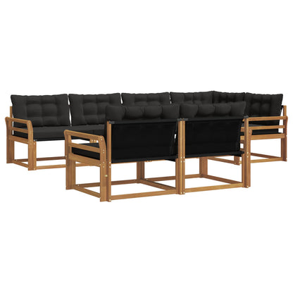 Set di divani da esterno con cuscino 7 pcs Naturale e Nero | homemem39