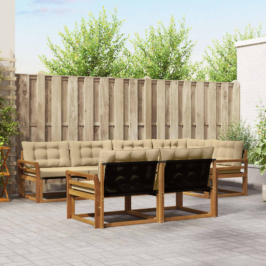 Set di divani da esterno con cuscino 7 pcs Naturale e Beige | homemem39