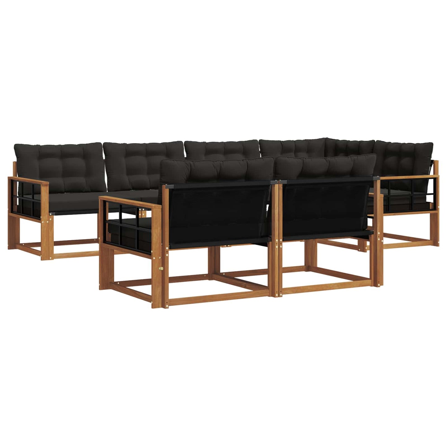 Set di divani da esterno con cuscino 7 pcs Naturale e Nero | homemem39