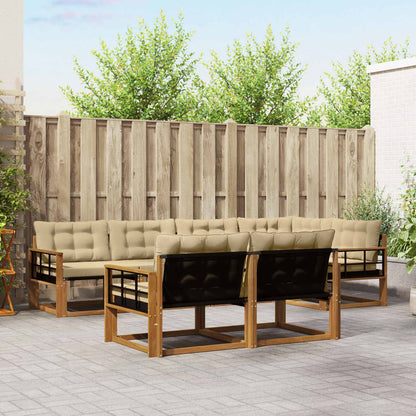 Set di divani da esterno con cuscino 7 pcs Naturale e Beige