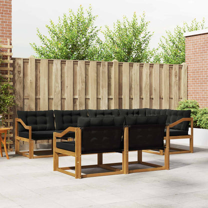 Set di divani da esterno con cuscino 7 pcs Naturale e Nero | homemem39