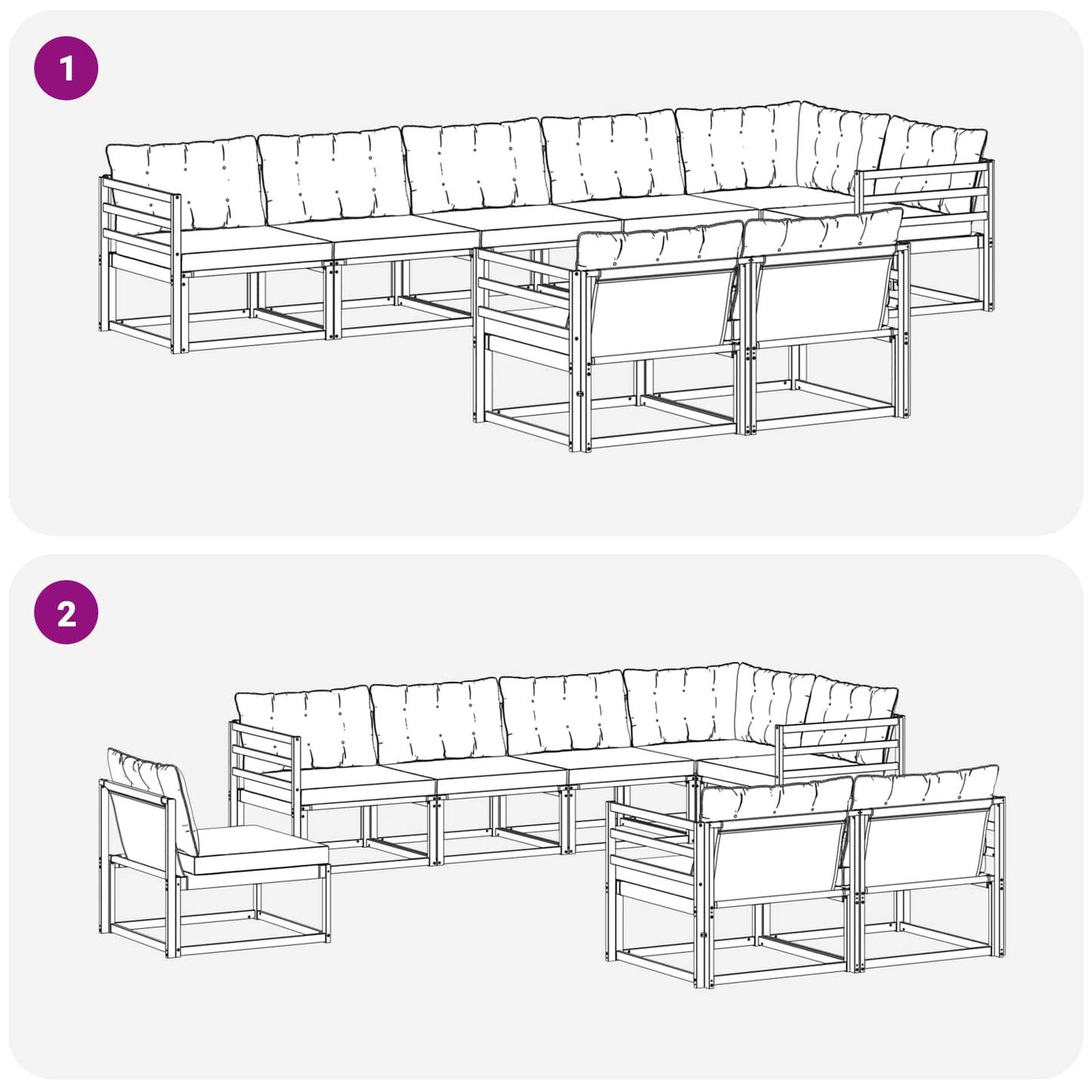 Set di divani da esterno con cuscino 8 pcs Naturale e Crema | homemem39