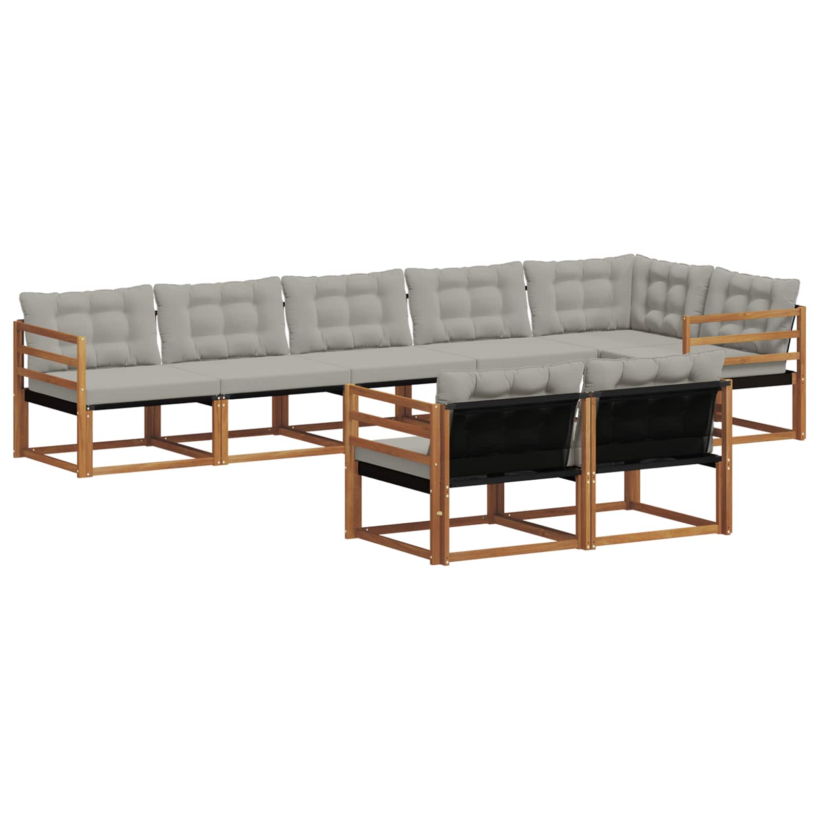 Set di divani da esterno 8 pcs Grigio Naturale e Chiaro | homemem39
