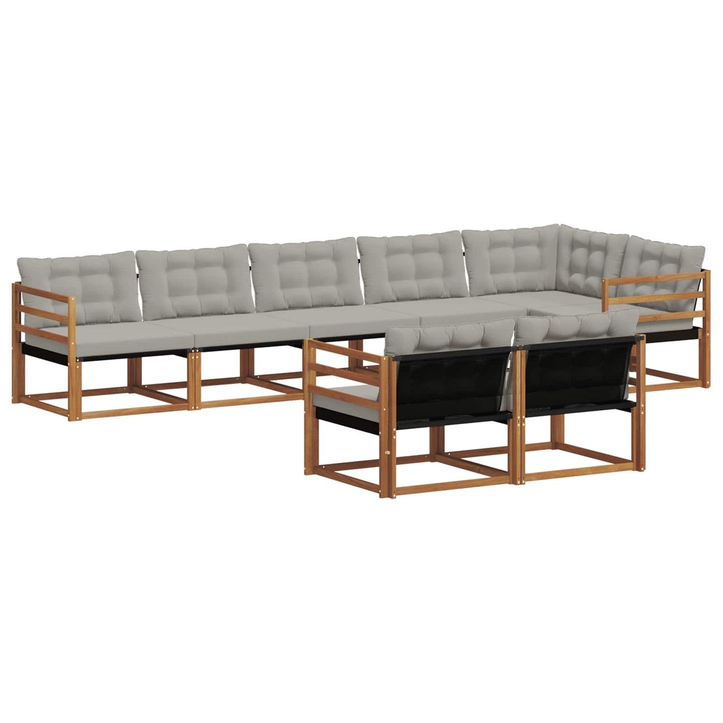 Set di divani da esterno 8 pcs Grigio Naturale e Chiaro