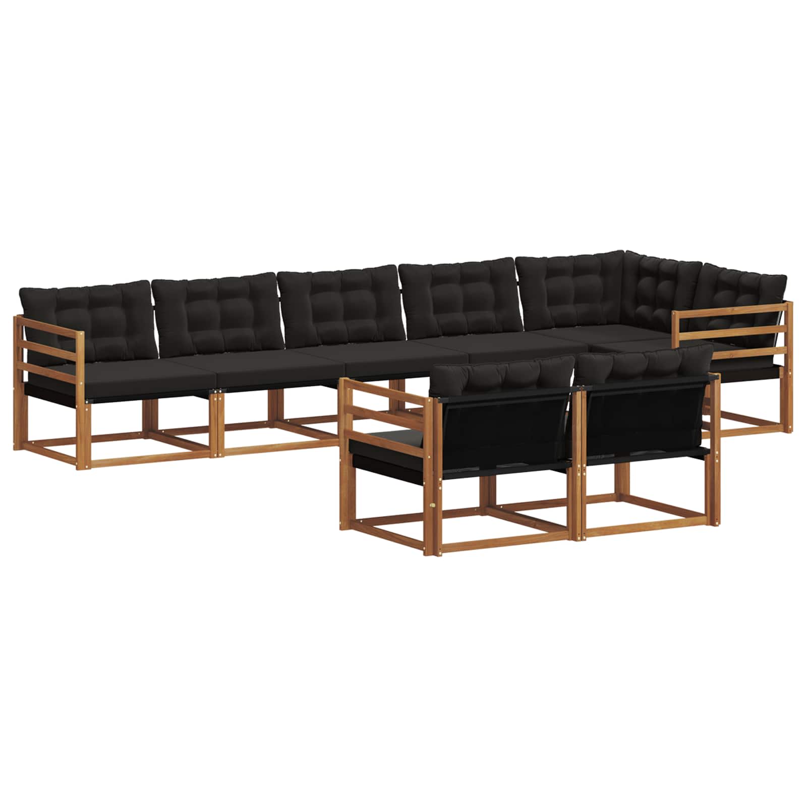 Set di divani da esterno con cuscino 8 pcs Naturale e Nero | homemem39