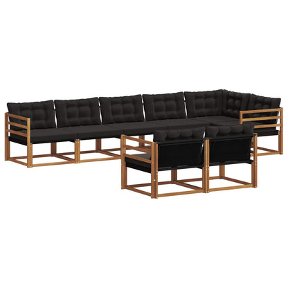 Set di divani da esterno con cuscino 8 pcs Naturale e Nero | homemem39