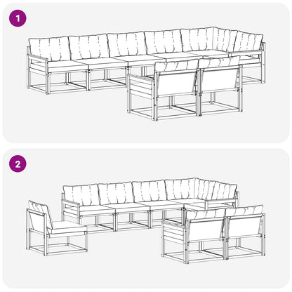 Set di divani da esterno 8 pcs Grigio Naturale e Chiaro | homemem39