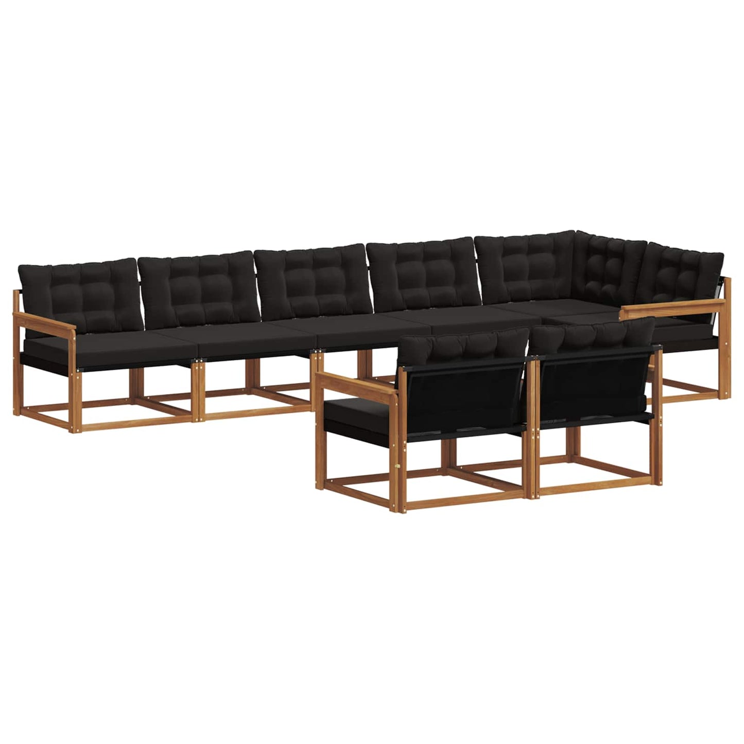 Set di divani da esterno con cuscino 8 pcs Naturale e Nero