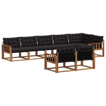 Set di divani da esterno con cuscino 8 pcs Naturale e Nero | homemem39