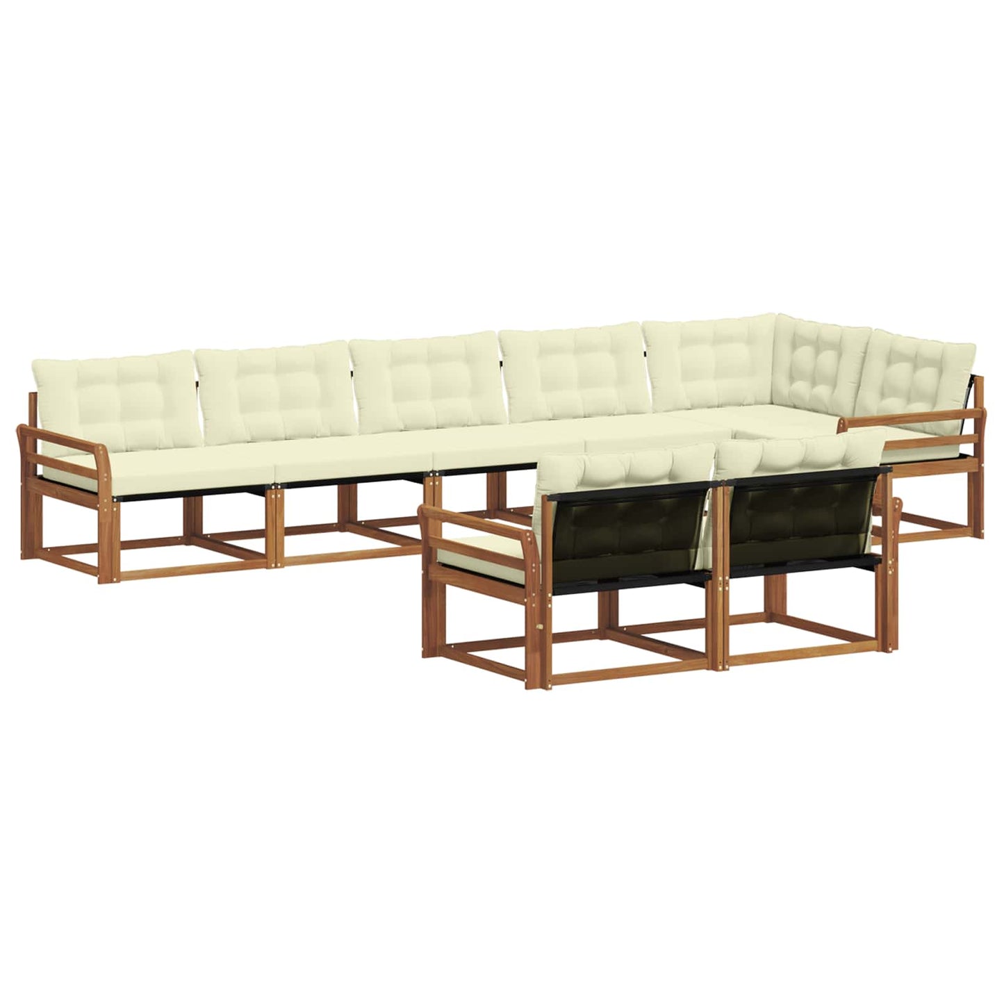 Set di divani da esterno con cuscino 8 pcs Naturale e Crema