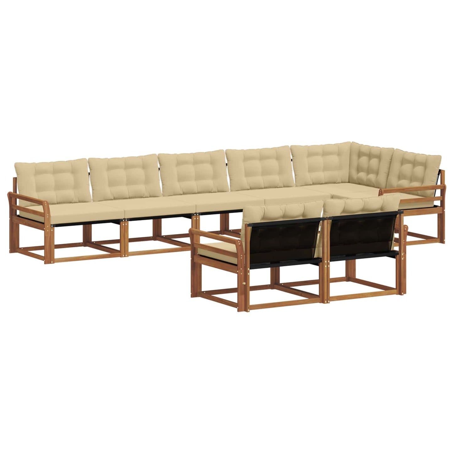 Set di divani da esterno con cuscino 8 pcs Naturale e Beige
