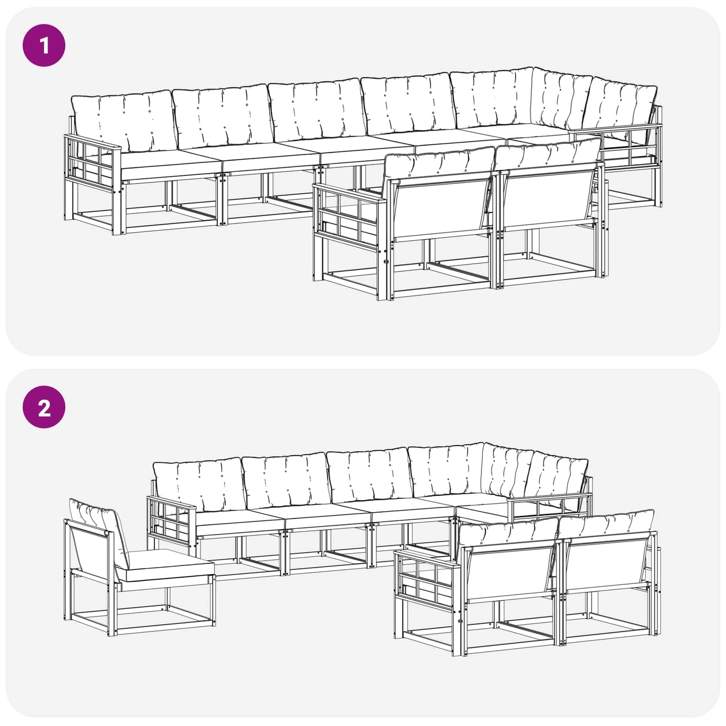 Set di divani da esterno 8 pcs Grigio Naturale e Chiaro | homemem39