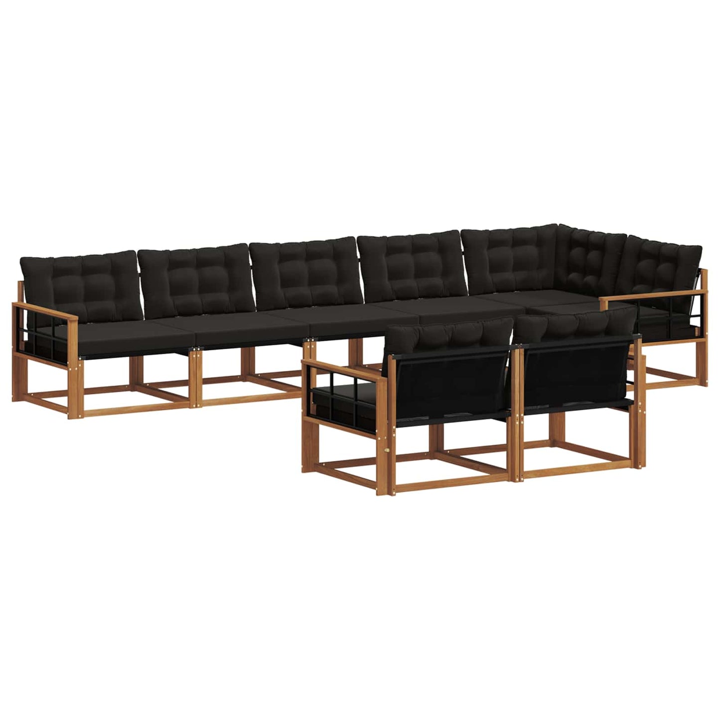 Set di divani da esterno con cuscino 8 pcs Naturale e Nero | homemem39