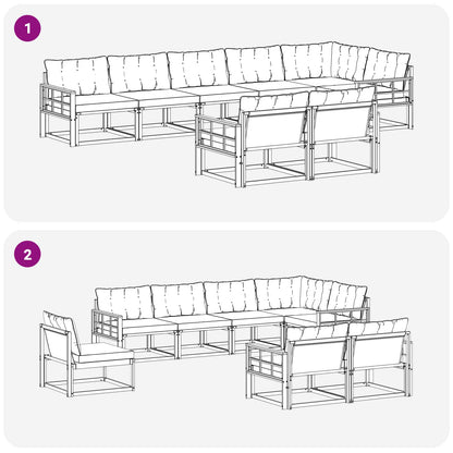 Set di divani da esterno con cuscino 8 pcs Naturale e Nero | homemem39