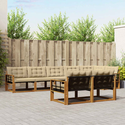 Set di divani da esterno con cuscino 8 pcs Naturale e Beige | homemem39