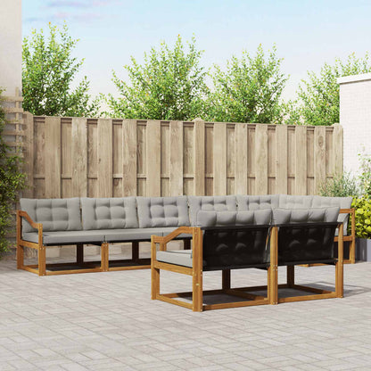Set di divani da esterno 8 pcs Grigio Naturale e Chiaro