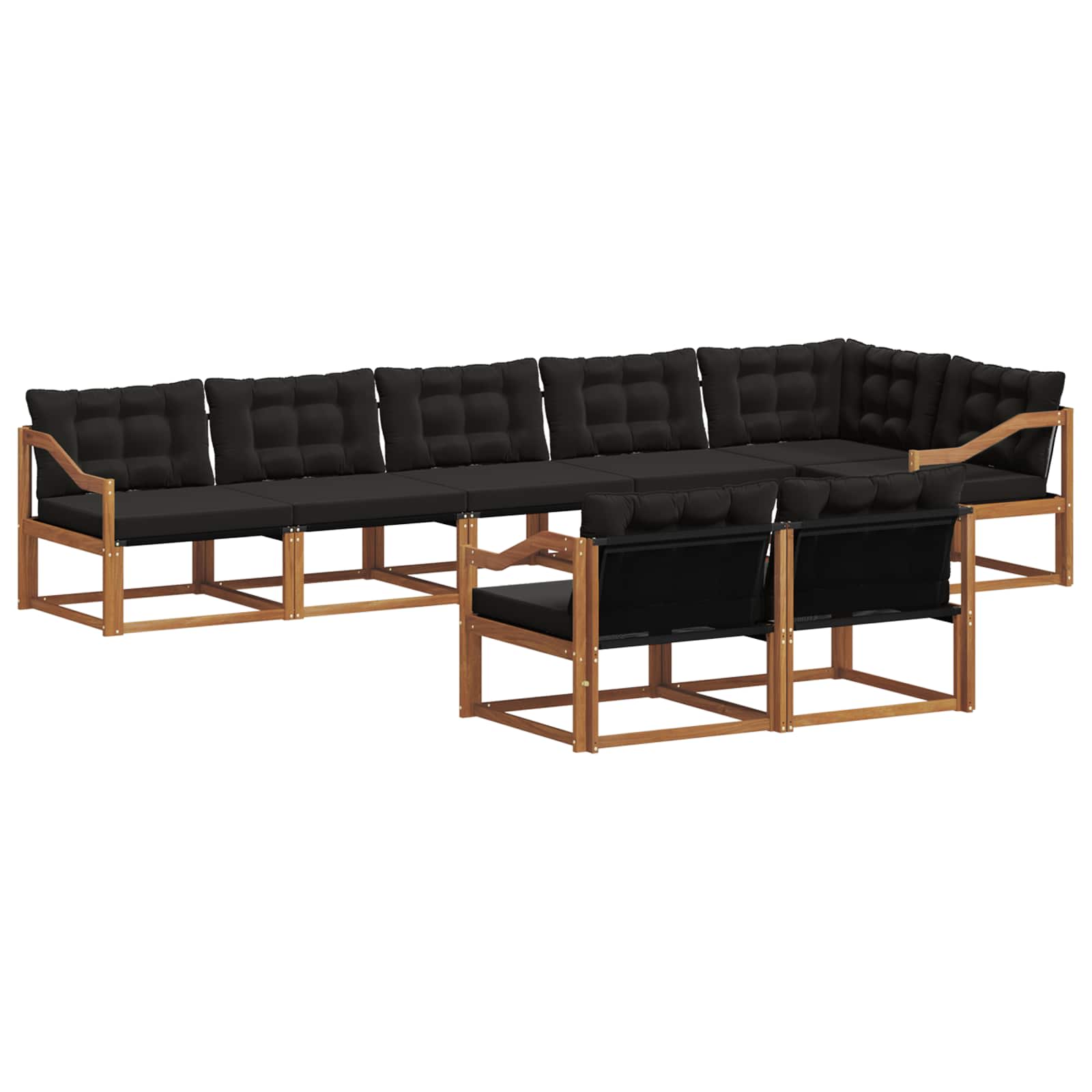 Set di divani da esterno con cuscino 8 pcs Naturale e Nero | homemem39