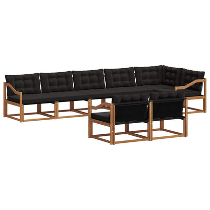 Set di divani da esterno con cuscino 8 pcs Naturale e Nero | homemem39