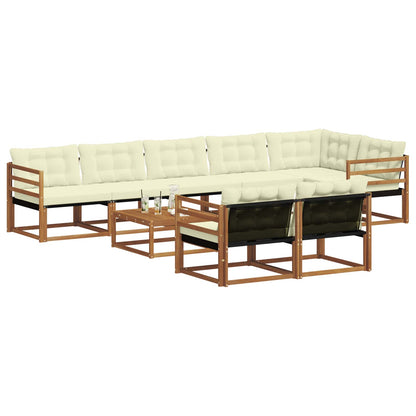 Set di divani da esterno con cuscino 9 pcs Naturale e Crema | homemem39